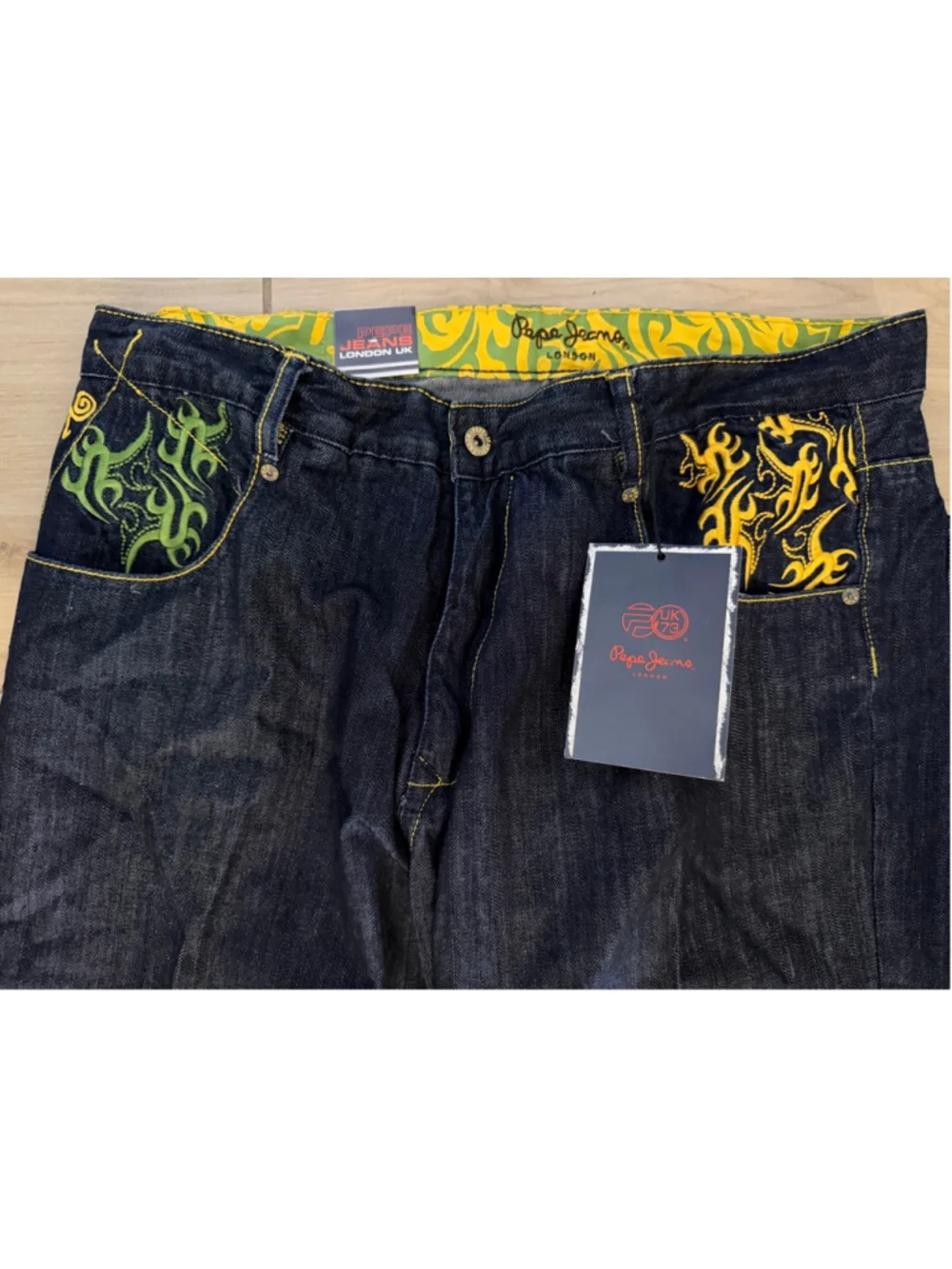 NEW Mens Vintage Pepe Jeans London UK Y2K Graphic Embroidered 38/31 $78 - Picture 4 of 6